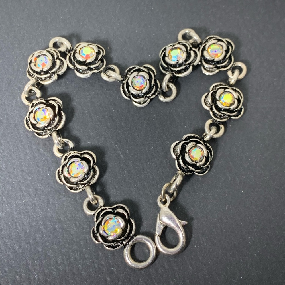 Rosette Bracelet with Aurora Borealis Crystals